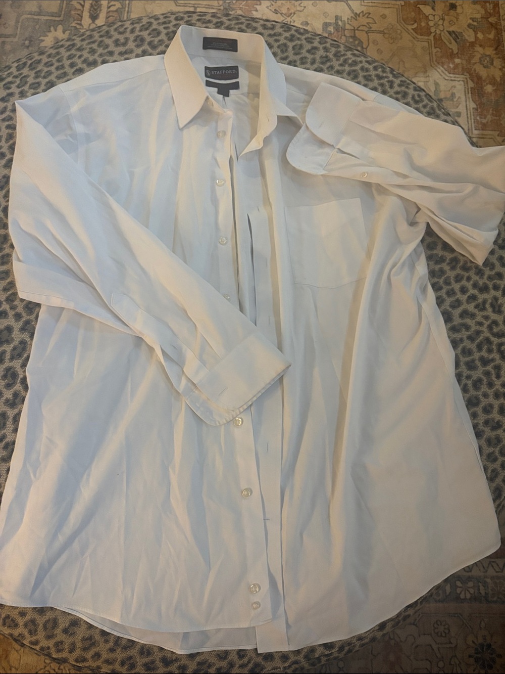 Stafford White Long-Sleeve Button Shirt